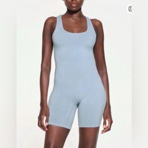 NWOT SKIMS Outdoor Mid Thigh Bodysuit Romper Denim